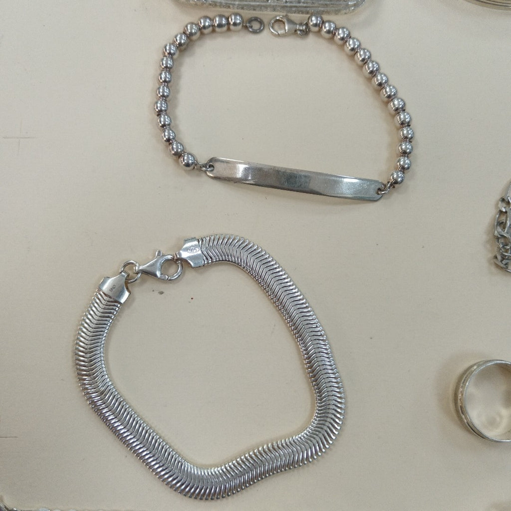CADENA, ESCLAVA, PULSERA, SEMANARIO DE ARGOLLAS PLATA 148.8 GRMS (SEMINUEVO)