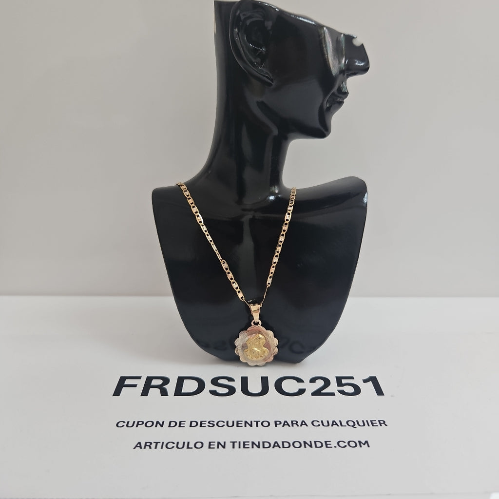 CADENA,MEDALLA RELIGIOSA ORO 10 K 3,50 GRMS (SEMINUEVO)