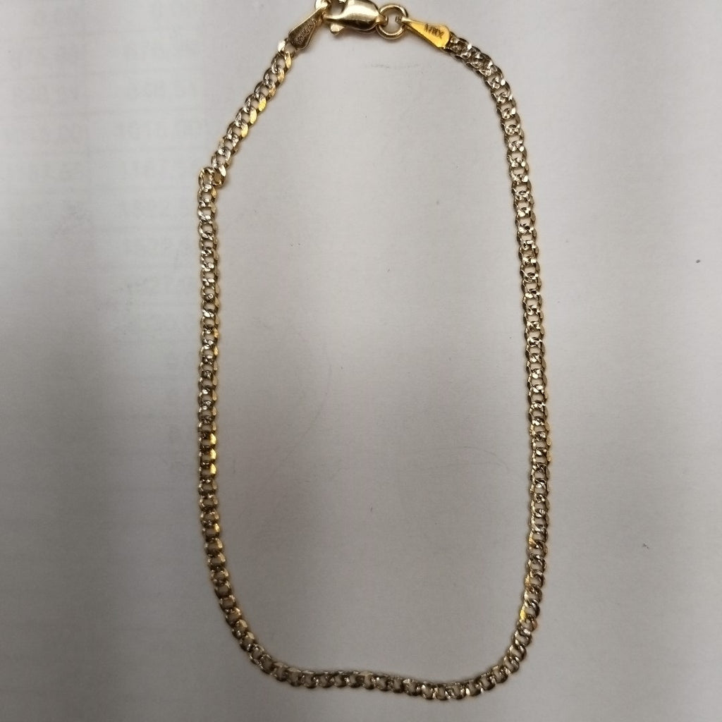 PULSERAS BARBADA DIAMANTADA ORO 14K 18 CM 2.4 GR (NUEVO)