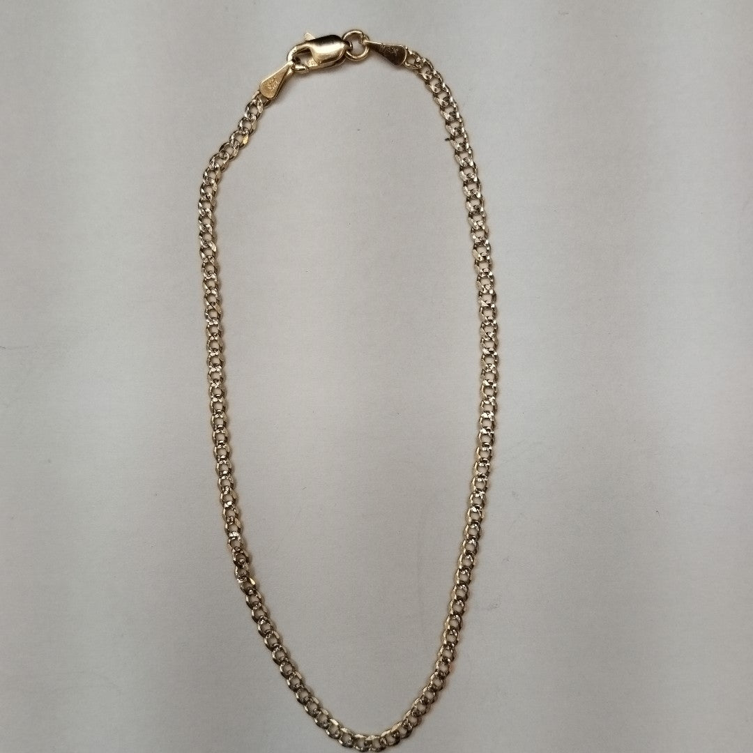 PULSERAS BARBADA DIAMANTADA ORO 14K 18 CM 2.5 GR (NUEVO)