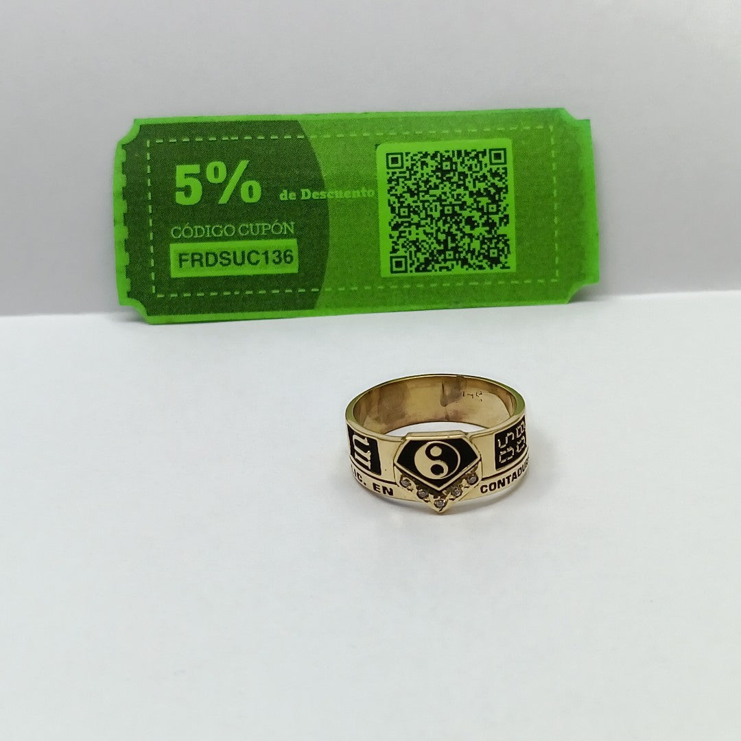 ANILLO DE GRADUACIÓN ORO 14 K 7.5 GRMS (SEMINUEVO)