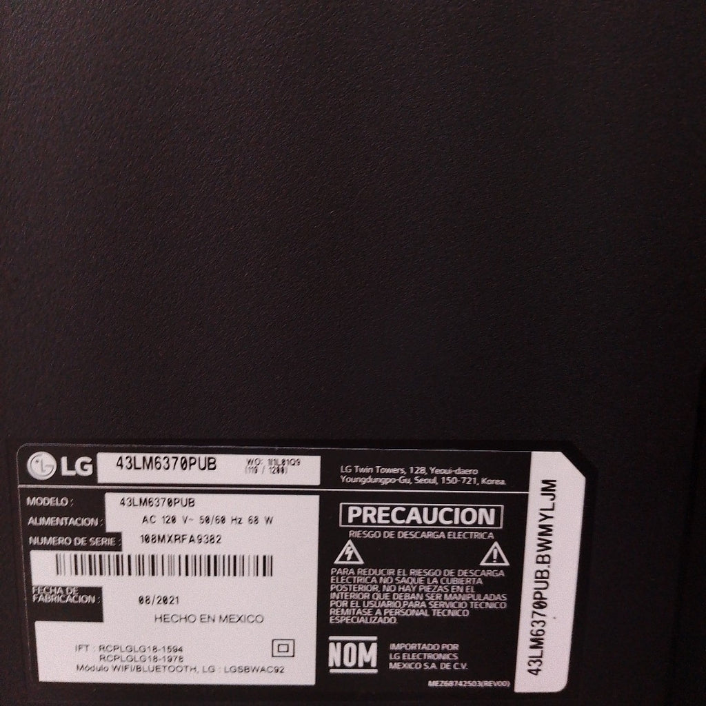 PANTALLA LG 43LM6370PUB (2021) 43" LED FULL HD (SEMINUEVO)