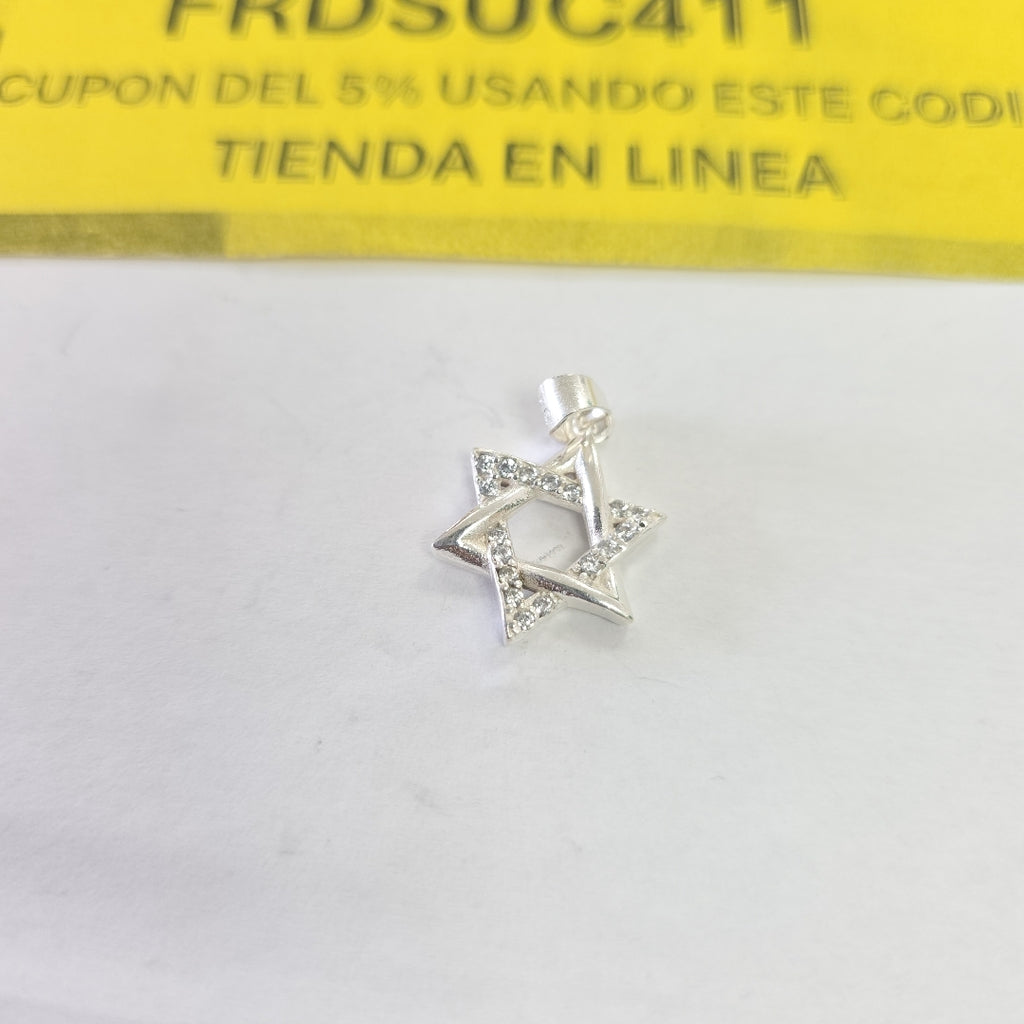 DIJE ESTRELLA DE DAVID C/CIRCONIAS PLATA .925 2.7 GR (NUEVO)