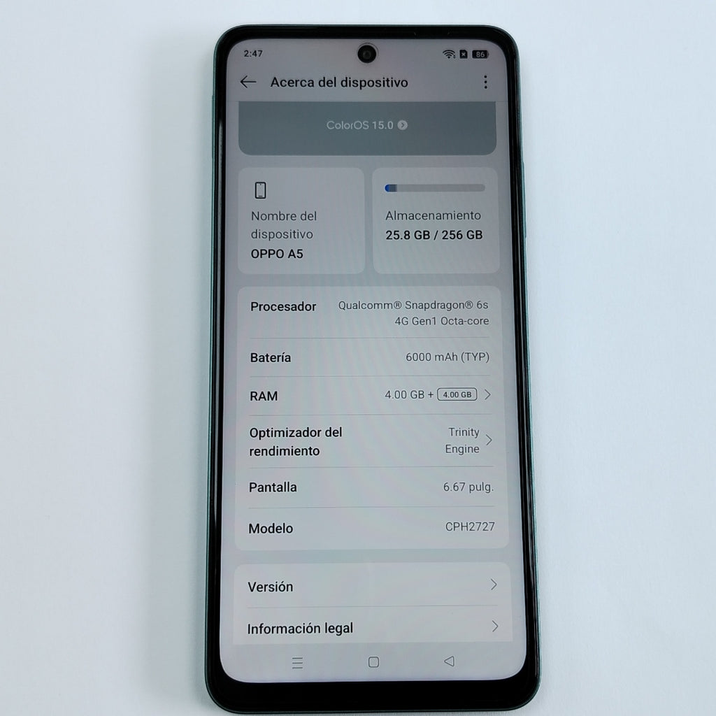 CELULAR OPPO A5 CPH2727 (2025) 256 GB 4 GB RAM (SEMINUEVO)