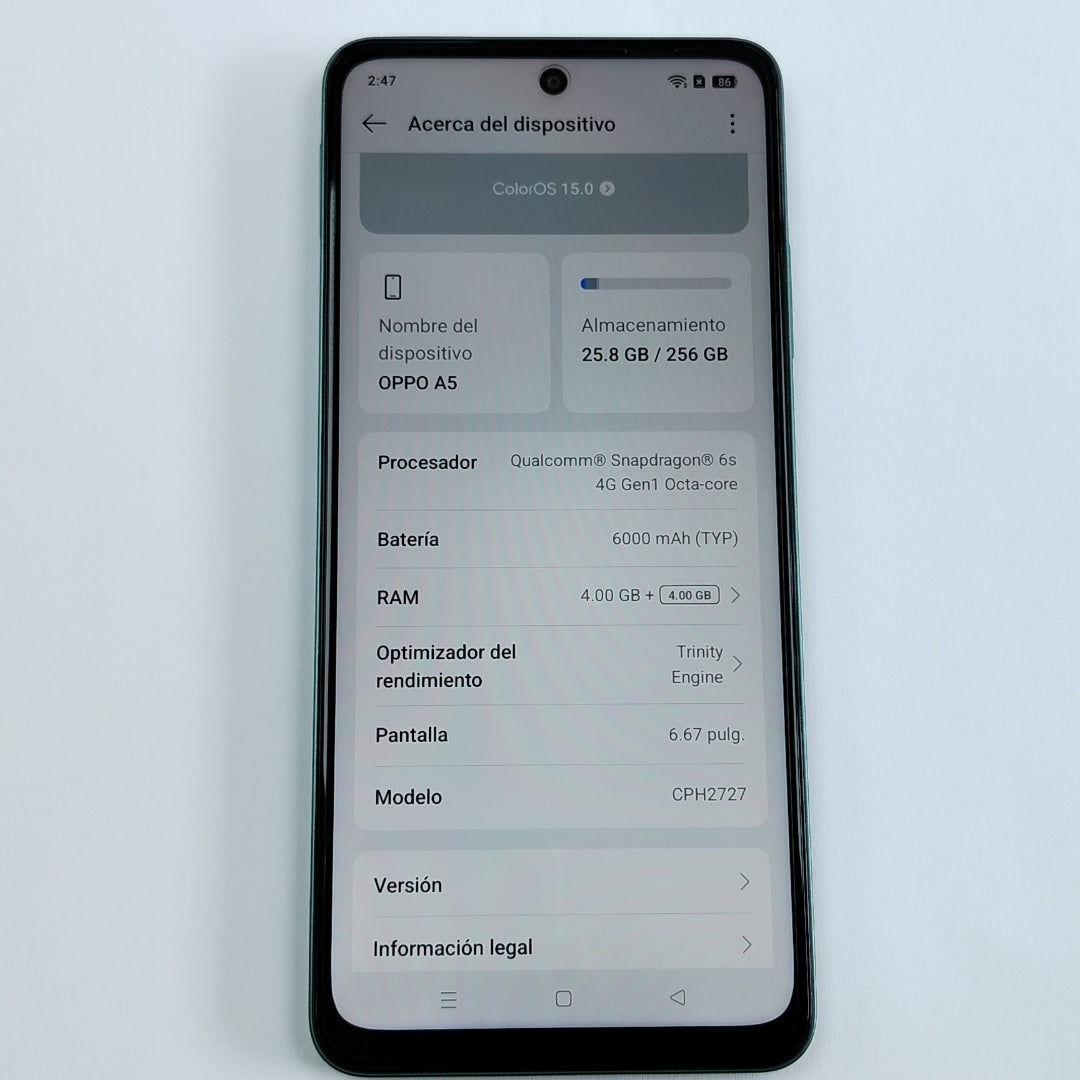 CELULAR OPPO A5 CPH2727 (2025) 256 GB 4 GB RAM (SEMINUEVO)