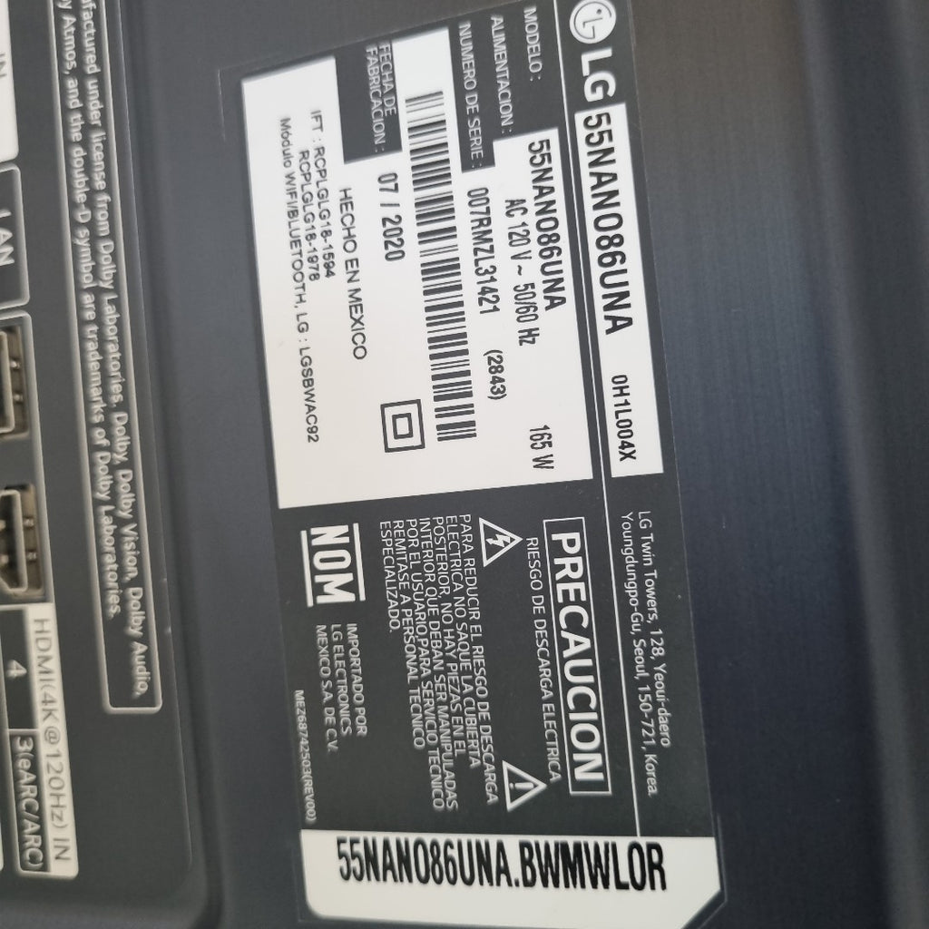 PANTALLA LG 55NANO86UNA (2021) 55" NANOCELL  4K (SEMINUEVO)