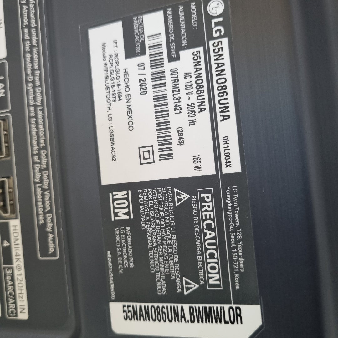 PANTALLA LG 55NANO86UNA (2021) 55" NANOCELL  4K (SEMINUEVO)