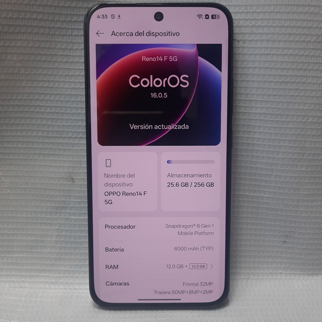 CELULAR OPPO RENO 14 F CPH2743 (2025) 256 GB 12 GB RAM (SEMINUEVO)