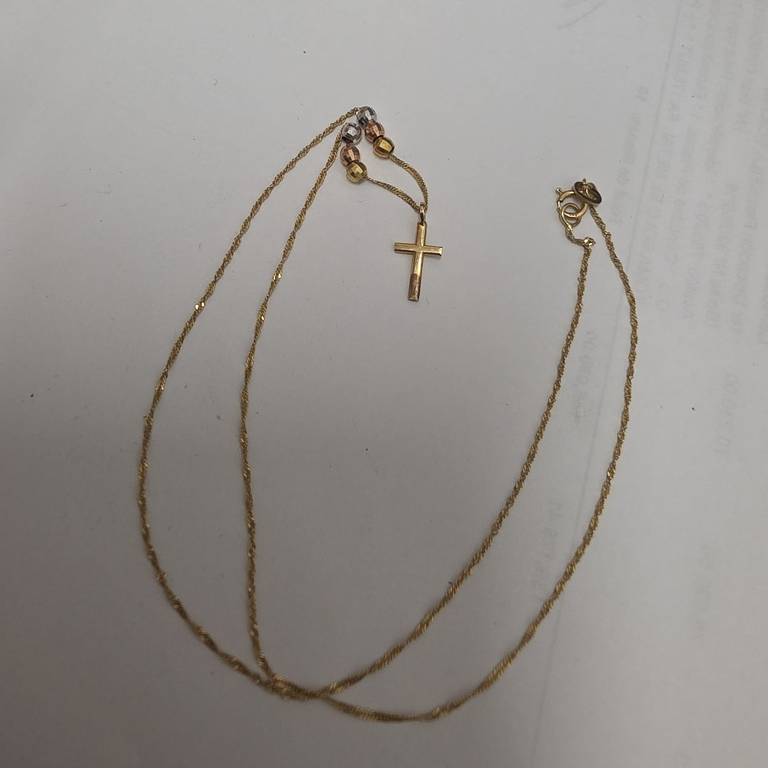 CRUZ,GARGANTILLA ORO COMBINADO 14 K 1,30 GRMS (SEMINUEVO)