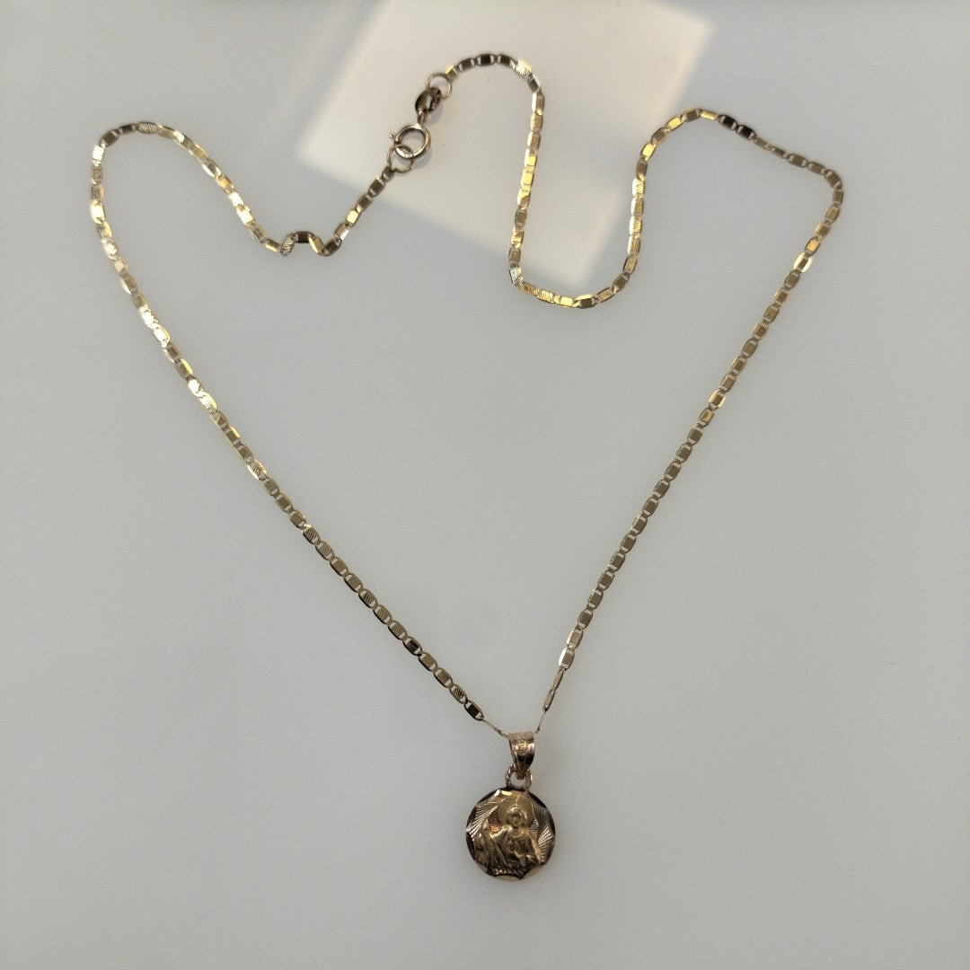 CADENA, MEDALLA RELIGIOSA ORO 14 K 1.9 GRMS (SEMINUEVO)
