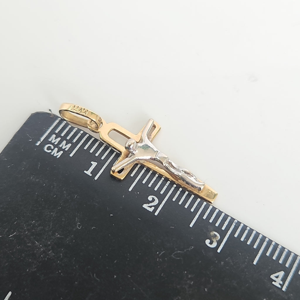 CRUCIFIJO ORO COMBINADO 14 K 0,90 GRMS (SEMINUEVO)