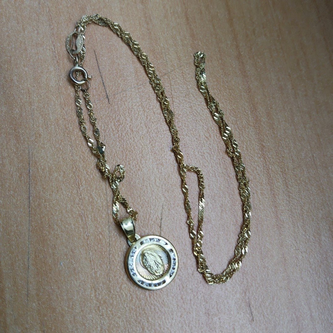 CADENA, MEDALLA RELIGIOSA ORO 10 K 1.5 GRMS (SEMINUEVO)