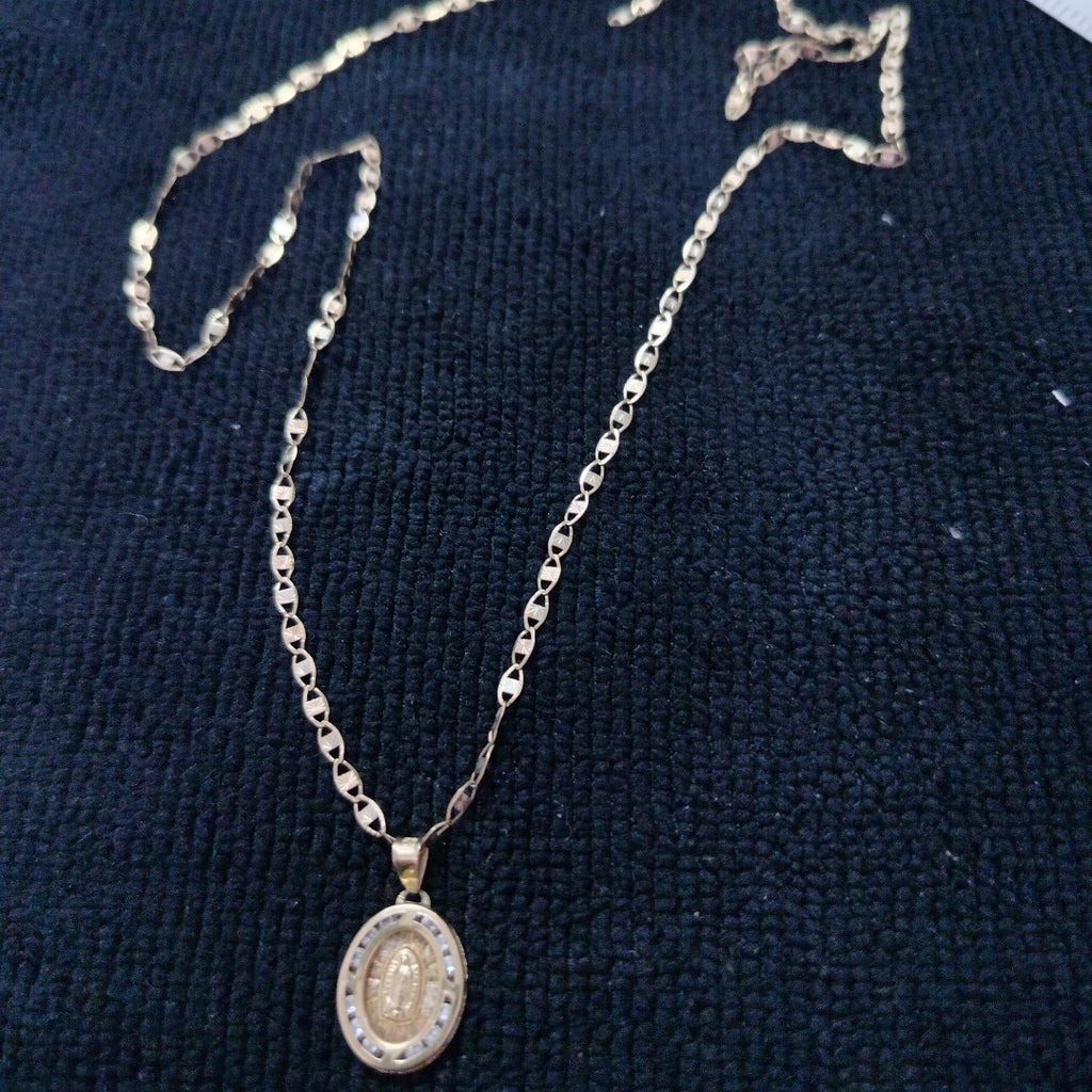 CADENA, MEDALLA RELIGIOSA ORO COMBINADO 10 K 3.4 GRMS (SEMINUEVO)