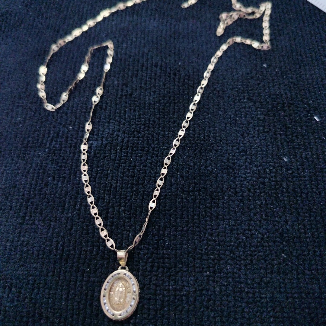 CADENA, MEDALLA RELIGIOSA ORO COMBINADO 10 K 3.4 GRMS (SEMINUEVO)