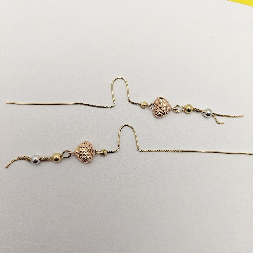 ARETES PAR ORO COMBINADO 14 K 2.8 GRMS (SEMINUEVO)