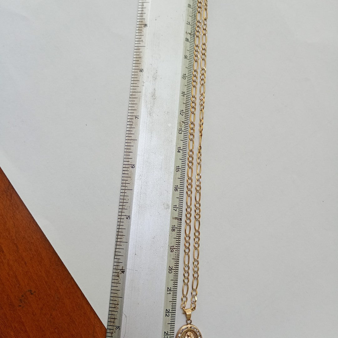 CADENA, MEDALLA RELIGIOSA ORO 10 K 5.8 GRMS (SEMINUEVO)