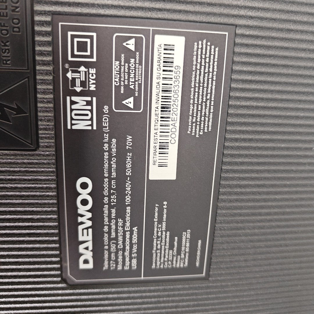 PANTALLA DAEWOO DAW50FRF (2025) 50" LED FHD (SEMINUEVO)