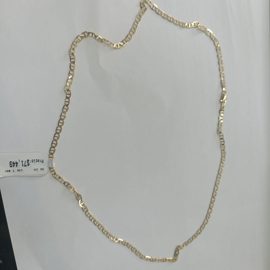 CADENAS TEJIDO MARINERA ORO 14K 55 CM 7.8 GR (NUEVO)