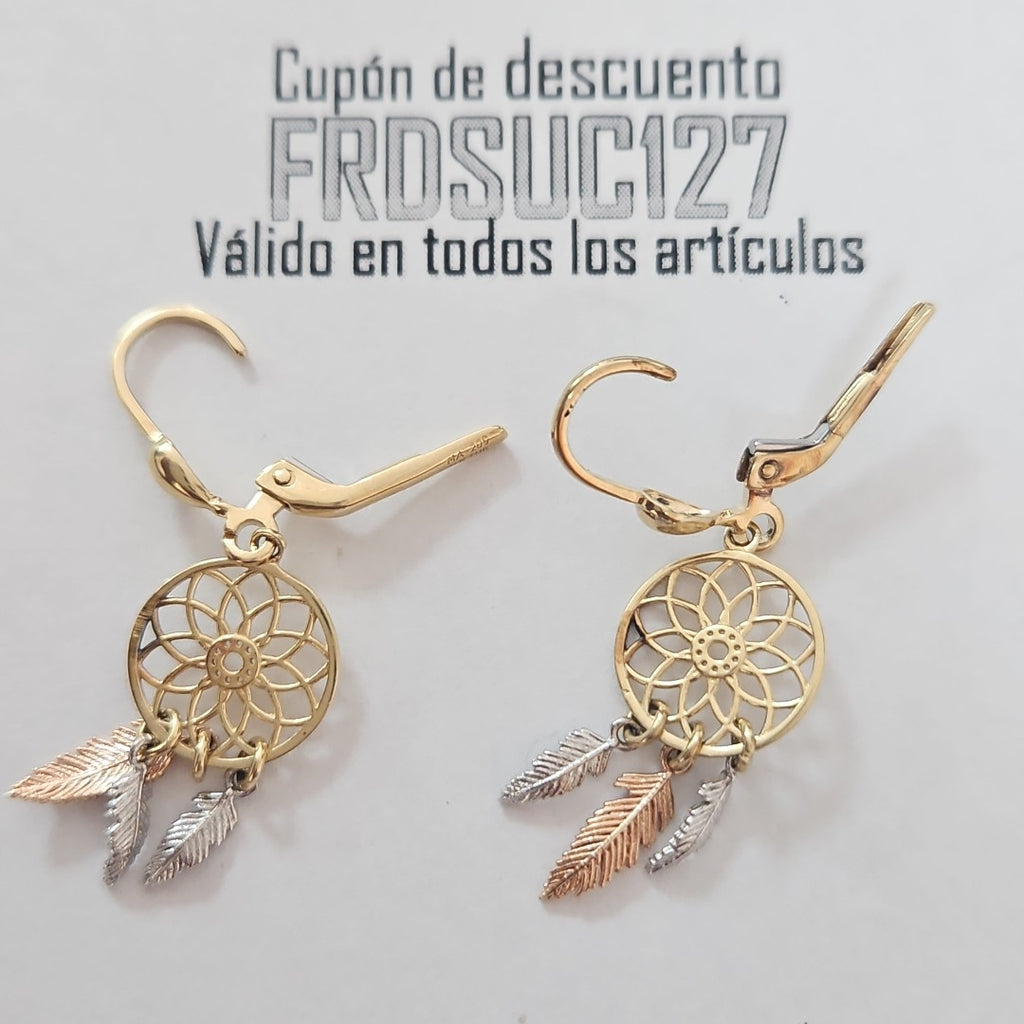 ARETES PAR ORO COMBINADO 14 K 2,70 GRMS (SEMINUEVO)