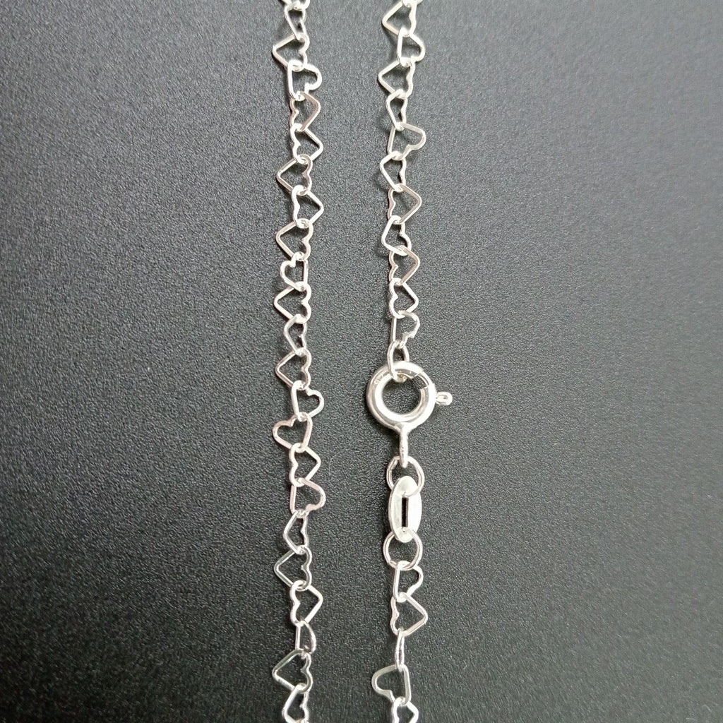 CADENA CORAZONES PLATA .925 55 CM 2.82 GR (NUEVO)