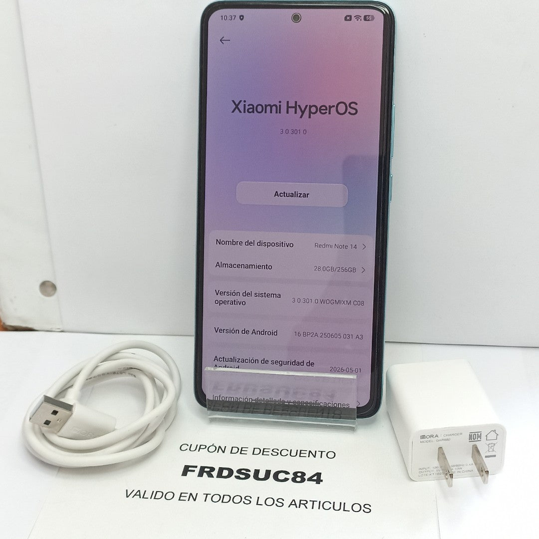 CELULAR XIAOMI REDMI NOTE 14 24117RN76L (2025) 256 GB 8 GB RAM (SEMINUEVO)