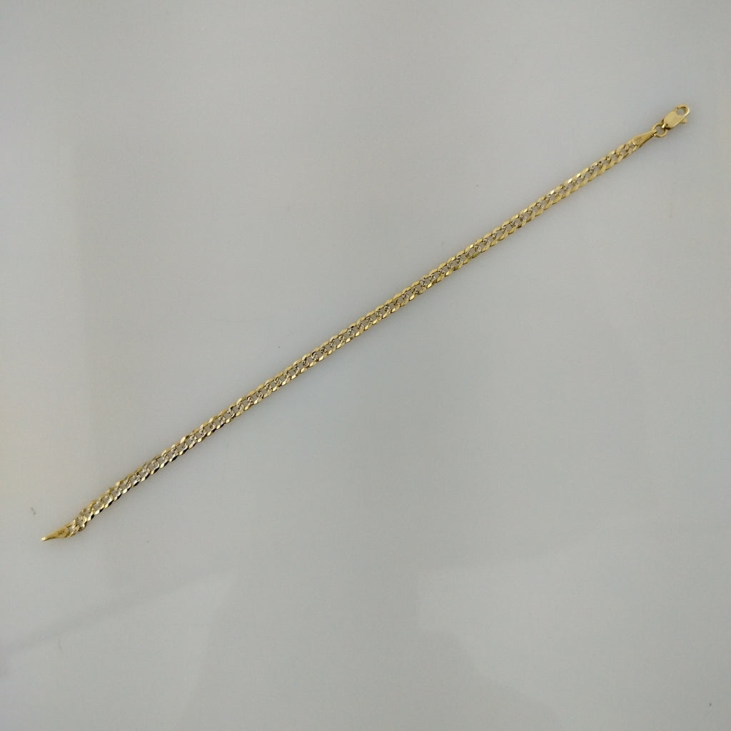 PULSERAS TEJIDO BARBADA DIAMANTADA ORO 14K 18 CM 3.2 GR (NUEVO)
