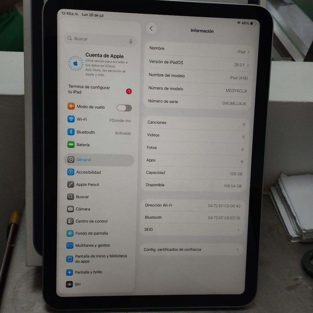 TABLETA APPLE IPAD A16 A3354 (2025) 128 GB 6 GB RAM (SEMINUEVO)