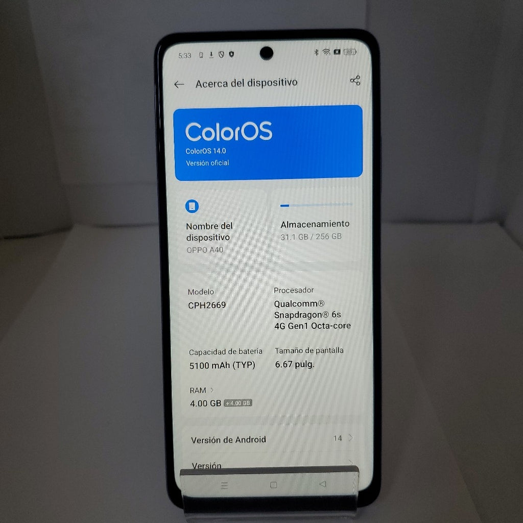 CELULAR OPPO A40 CPH2669 (2024) 256 GB 4 GB RAM (SEMINUEVO)