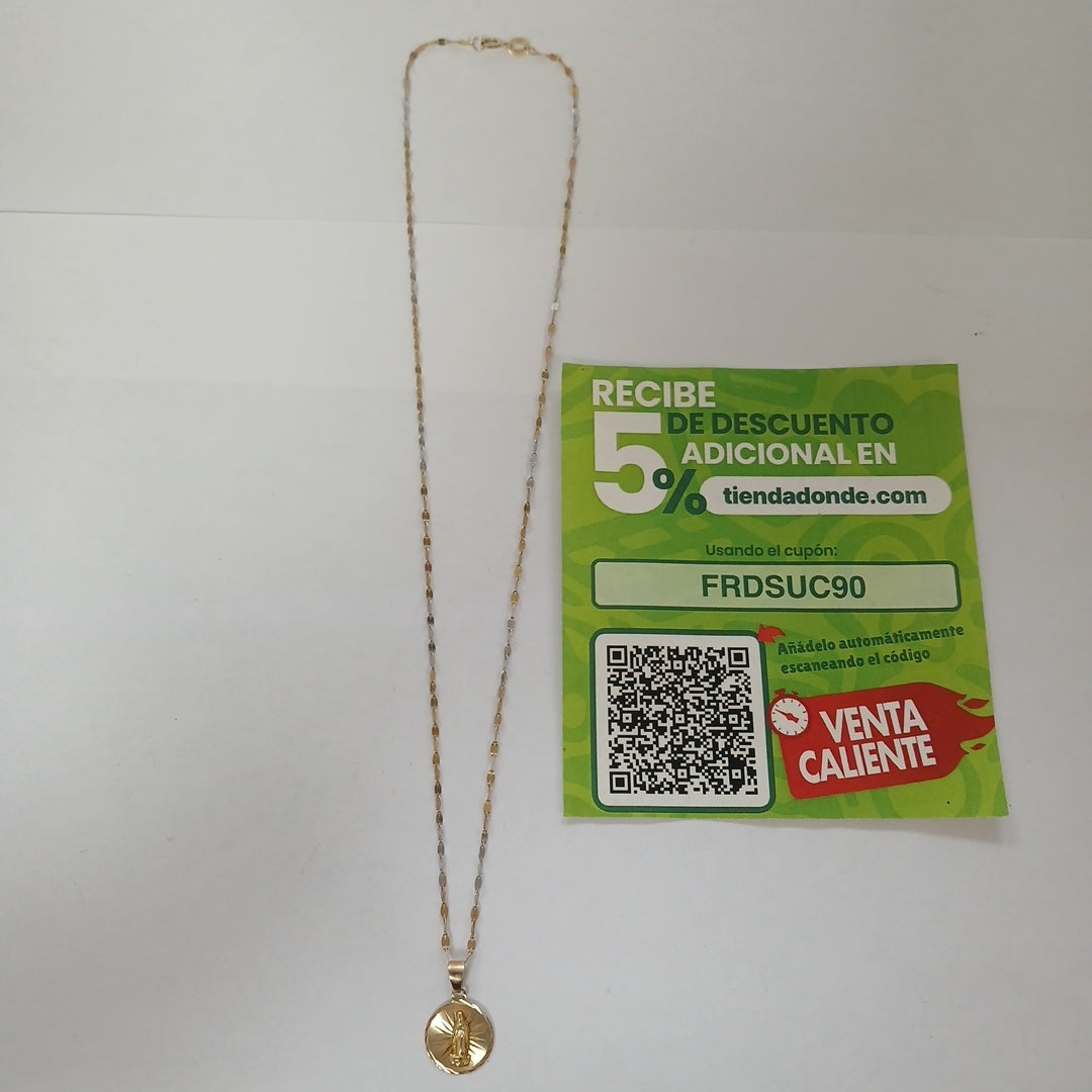 CADENA, MEDALLA RELIGIOSA ORO 14 K 1.8 GRMS (SEMINUEVO)
