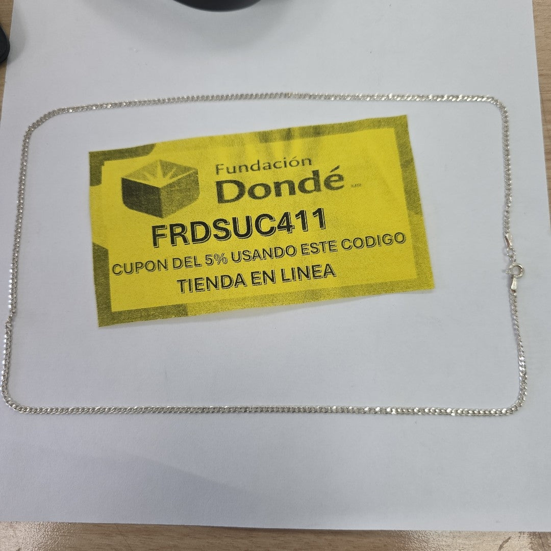 CADENA TEJIDO BARBADO PLATA .925 60 CM 5.6 GR (NUEVO)