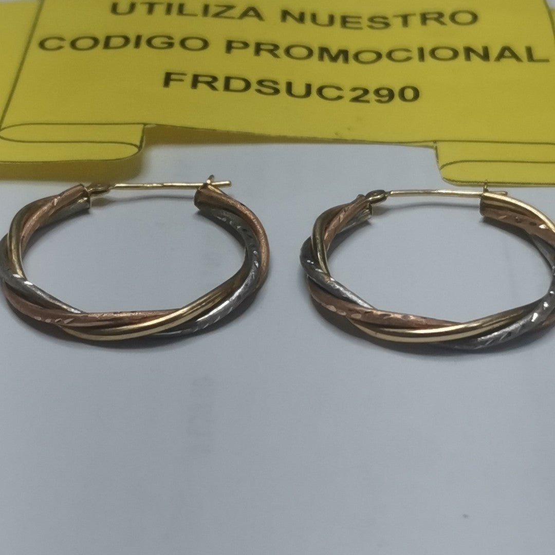 ARRACADAS PAR ORO COMBINADO 14 K 2.3 GRMS (SEMINUEVO)