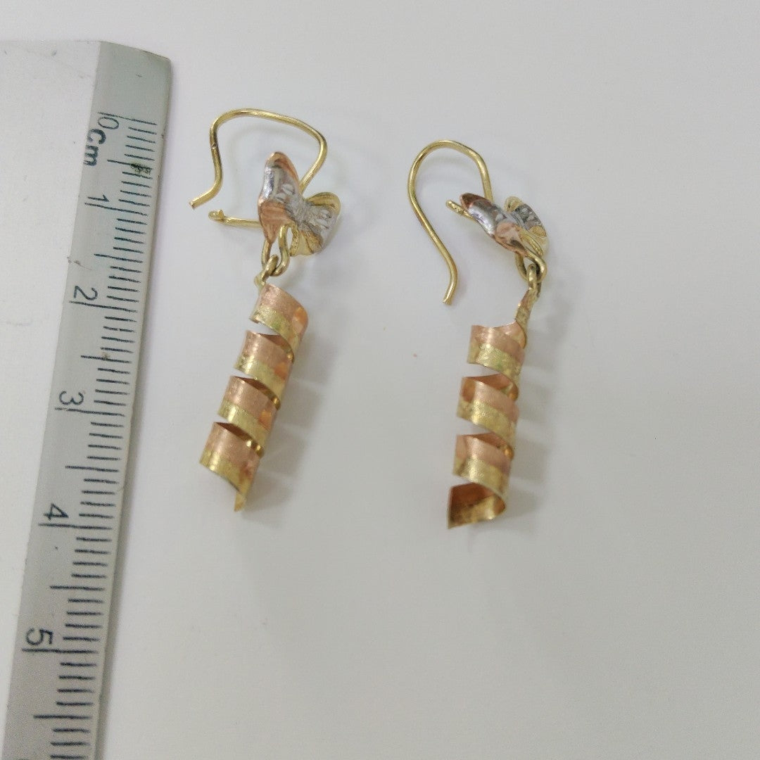 ARETES PAR ORO COMBINADO 14 K 2,40 GRMS (SEMINUEVO)