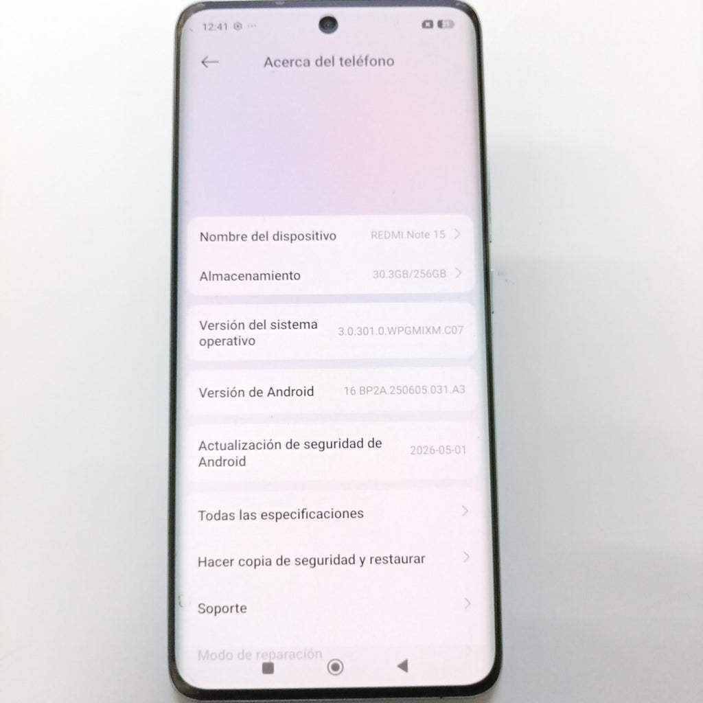 CELULAR XIAOMI REDMI NOTE 15 2510DRA23L (2026) 256 GB 8 GB RAM (SEMINUEVO)
