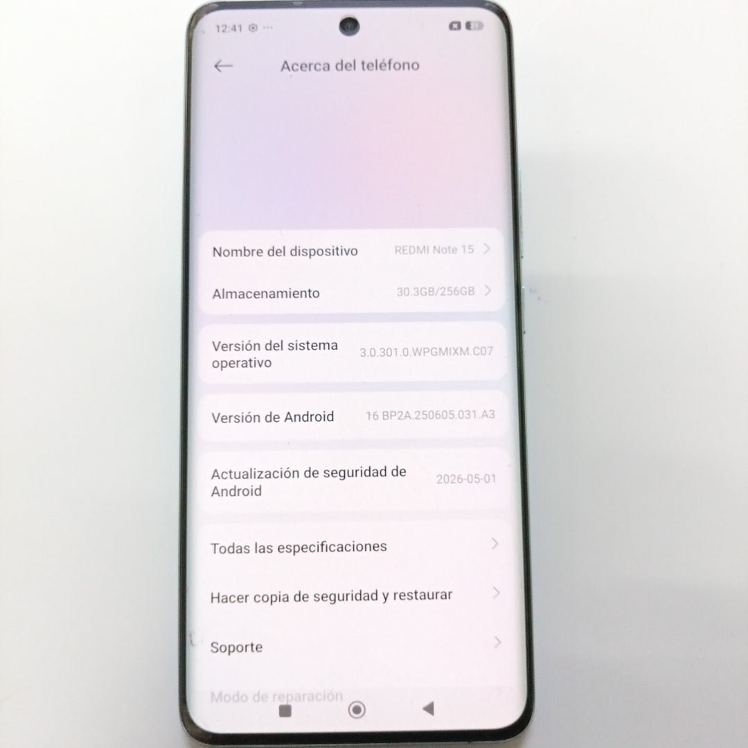 CELULAR XIAOMI REDMI NOTE 15 2510DRA23L (2026) 256 GB 8 GB RAM (SEMINUEVO)
