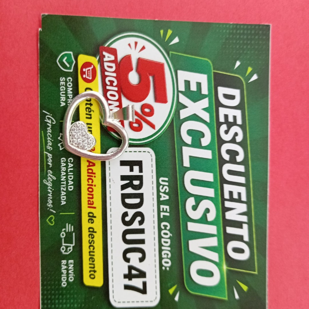 DIJE CORAZON C/CIRCONIAS PLATA .925 2.7 GR (NUEVO)