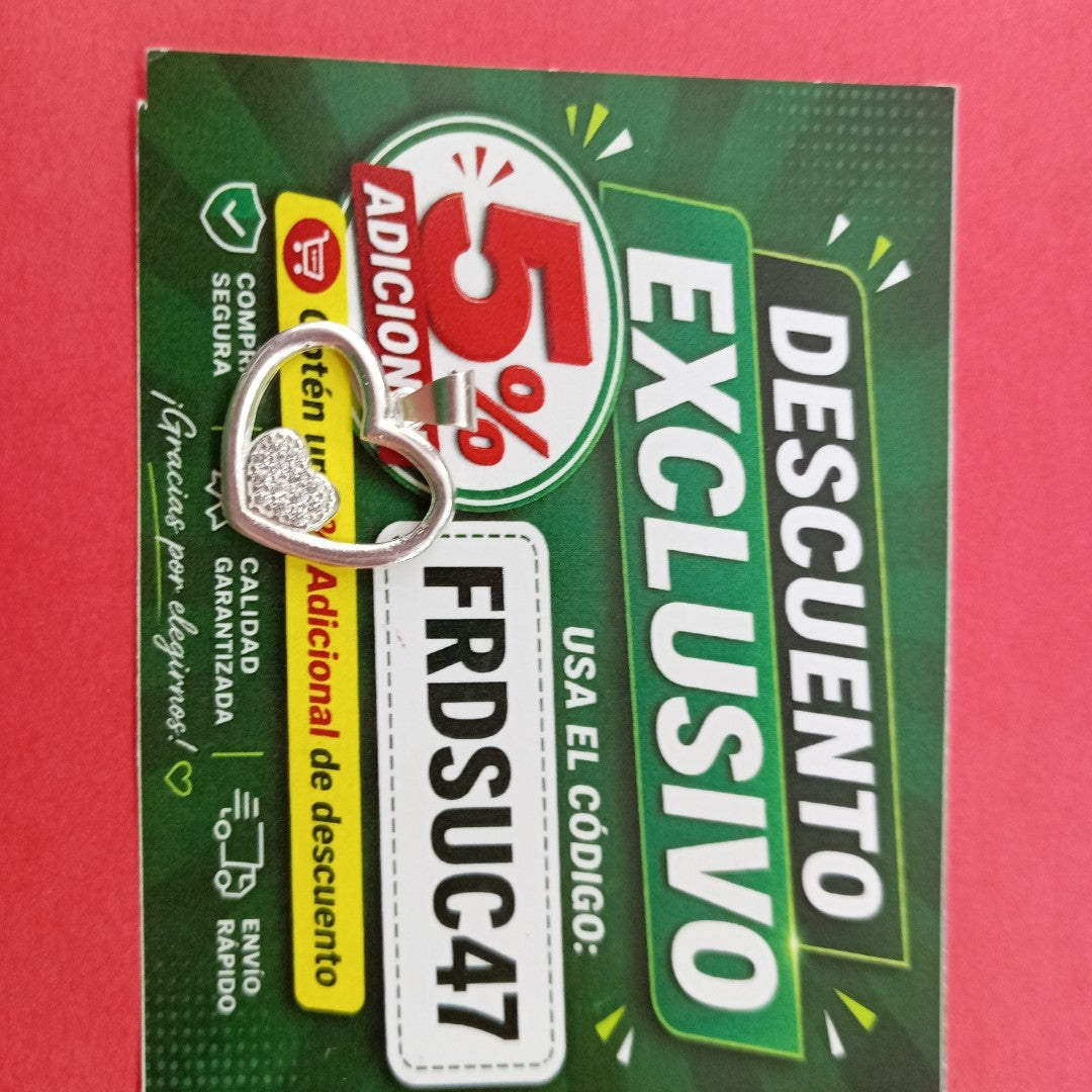 DIJE CORAZON C/CIRCONIAS PLATA .925 2.7 GR (NUEVO)