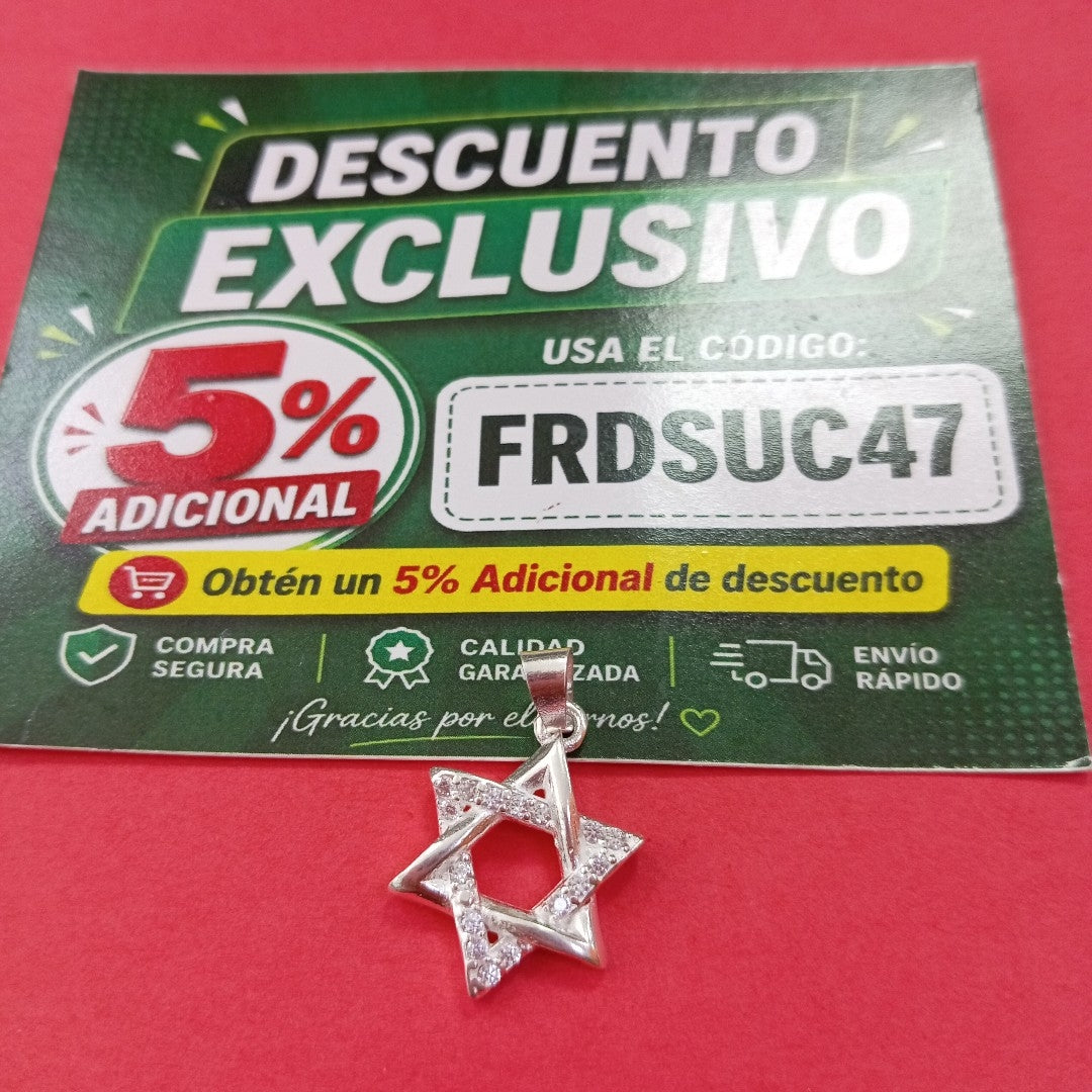 DIJE ESTRELLA DE DAVID C/CIRCONIAS PLATA .925 2.6 GR (NUEVO)