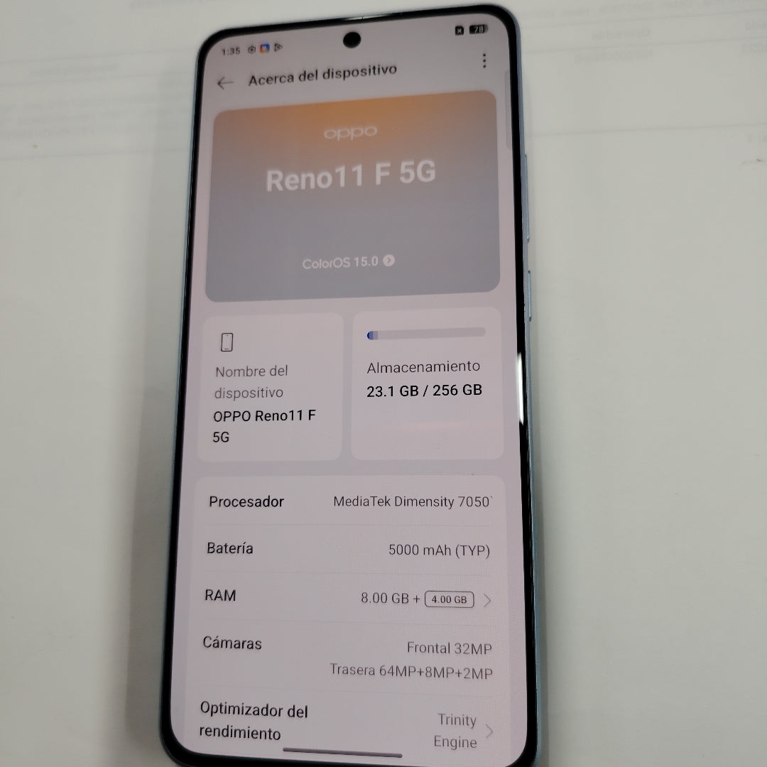 CELULAR OPPO RENO11F 5G CPH2603 (2024) 256 GB 8 GB RAM (SEMINUEVO)
