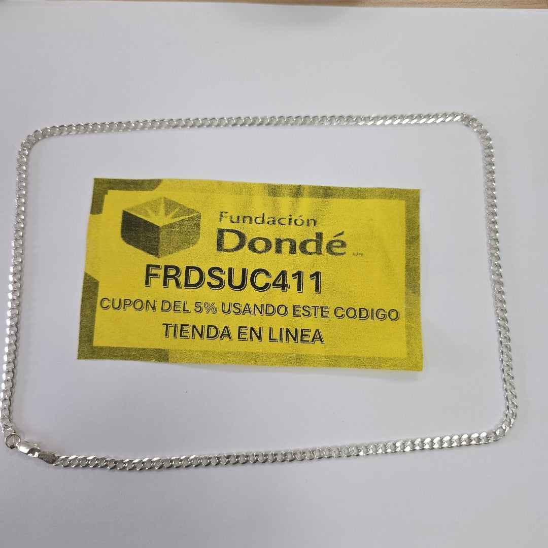 CADENA TEJIDO BARBADO PLATA .925 60 CM 14 GR (NUEVO)
