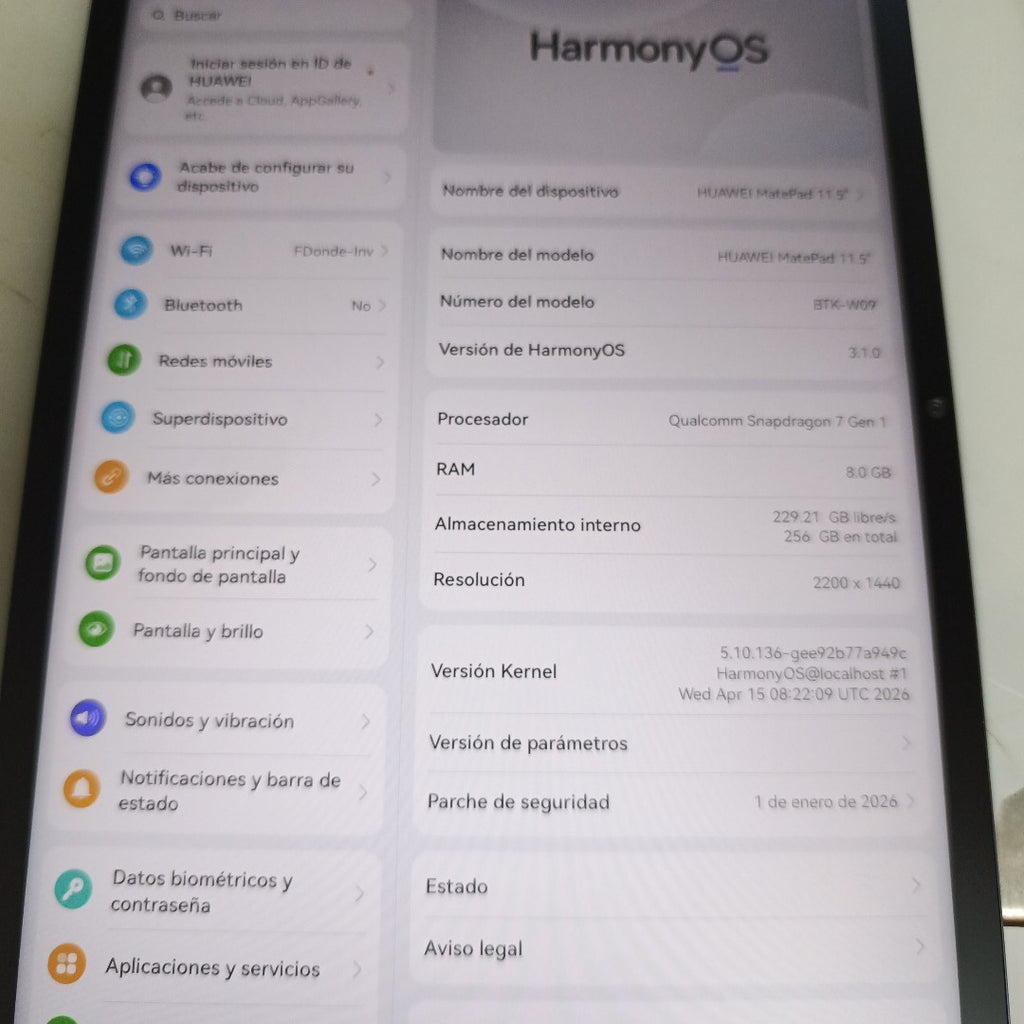 TABLETA HUAWEI MATEPAD 11.5" BTK-W09 (2023) 256 GB 8 GB RAM (SEMINUEVO)