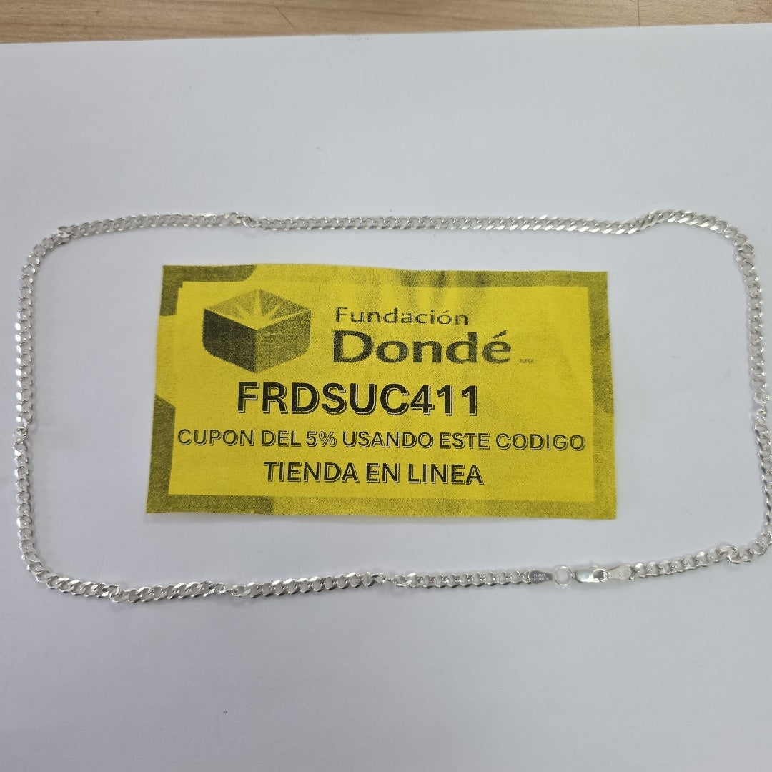 CADENA TEJIDO BARBADO PLATA .925 60 CM 14 GR (NUEVO)