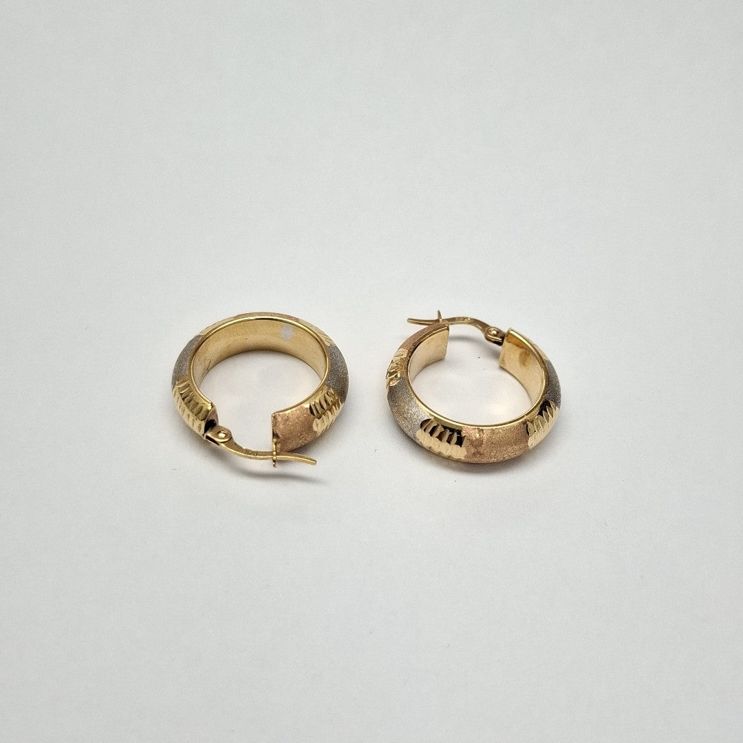 ARRACADAS PAR ORO, ORO COMBINADO 14 K 3.2 GRMS (SEMINUEVO)
