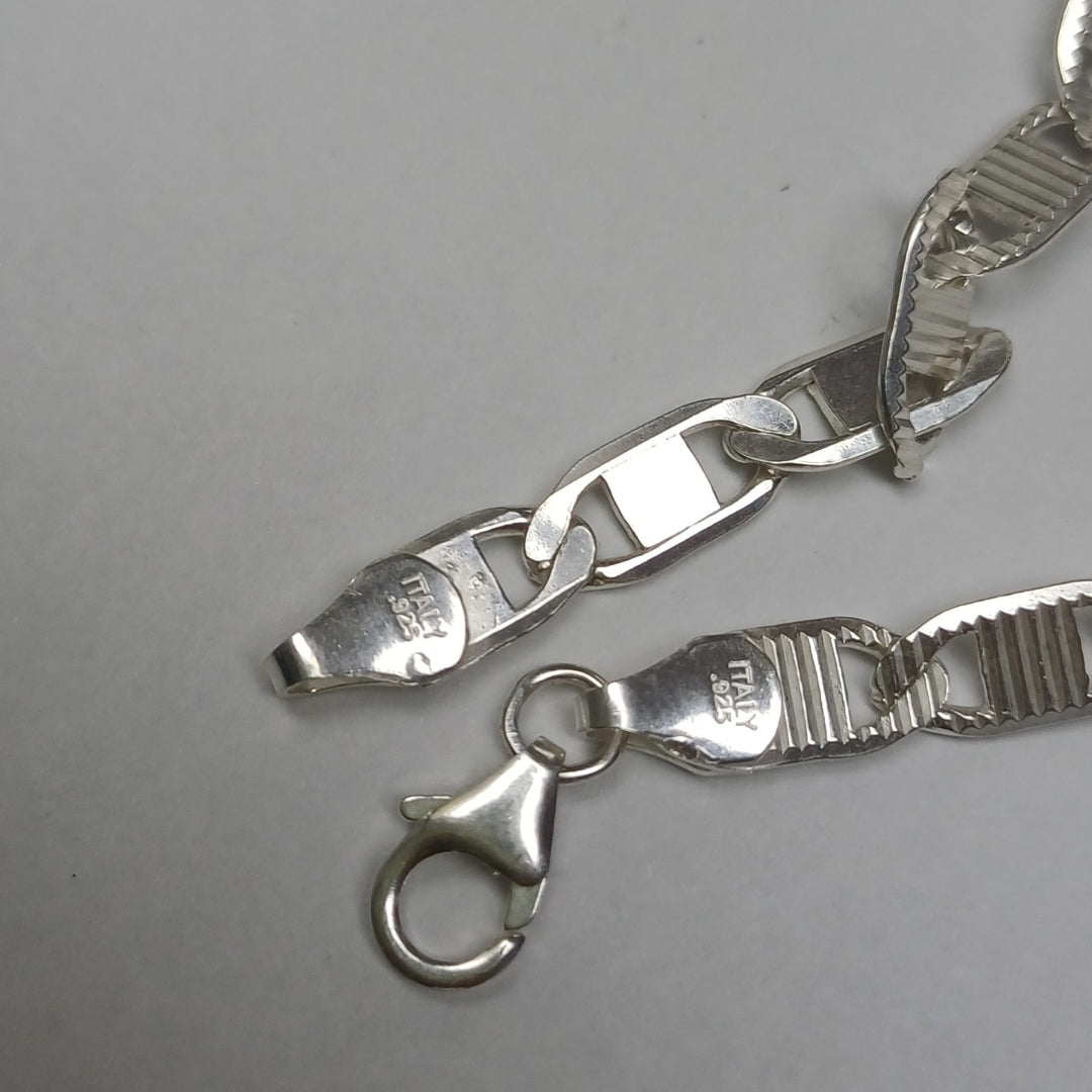 PULSERA TEJIDO ESPEJO PLATA .925 21 CM 7.8 GR (NUEVO)