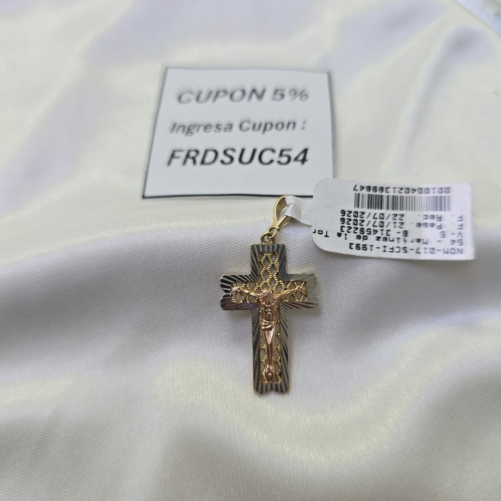 CRUCIFIJO, CRUZ ORO, ORO COMBINADO 14 K 2.5 GRMS (SEMINUEVO)