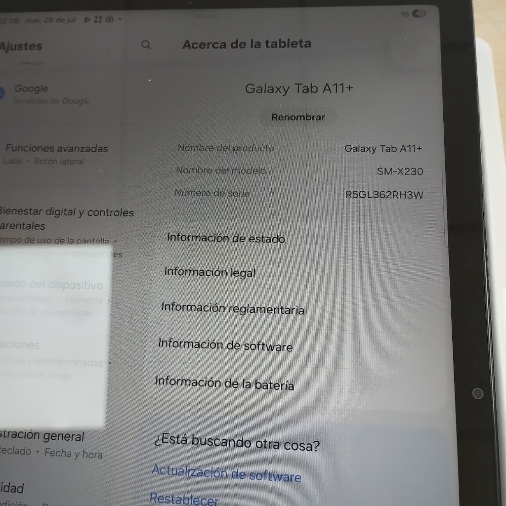 TABLETA SAMSUNG GALAXY TAB A11+ SM-X230 (2025) 128 GB 6 GB RAM (SEMINUEVO)