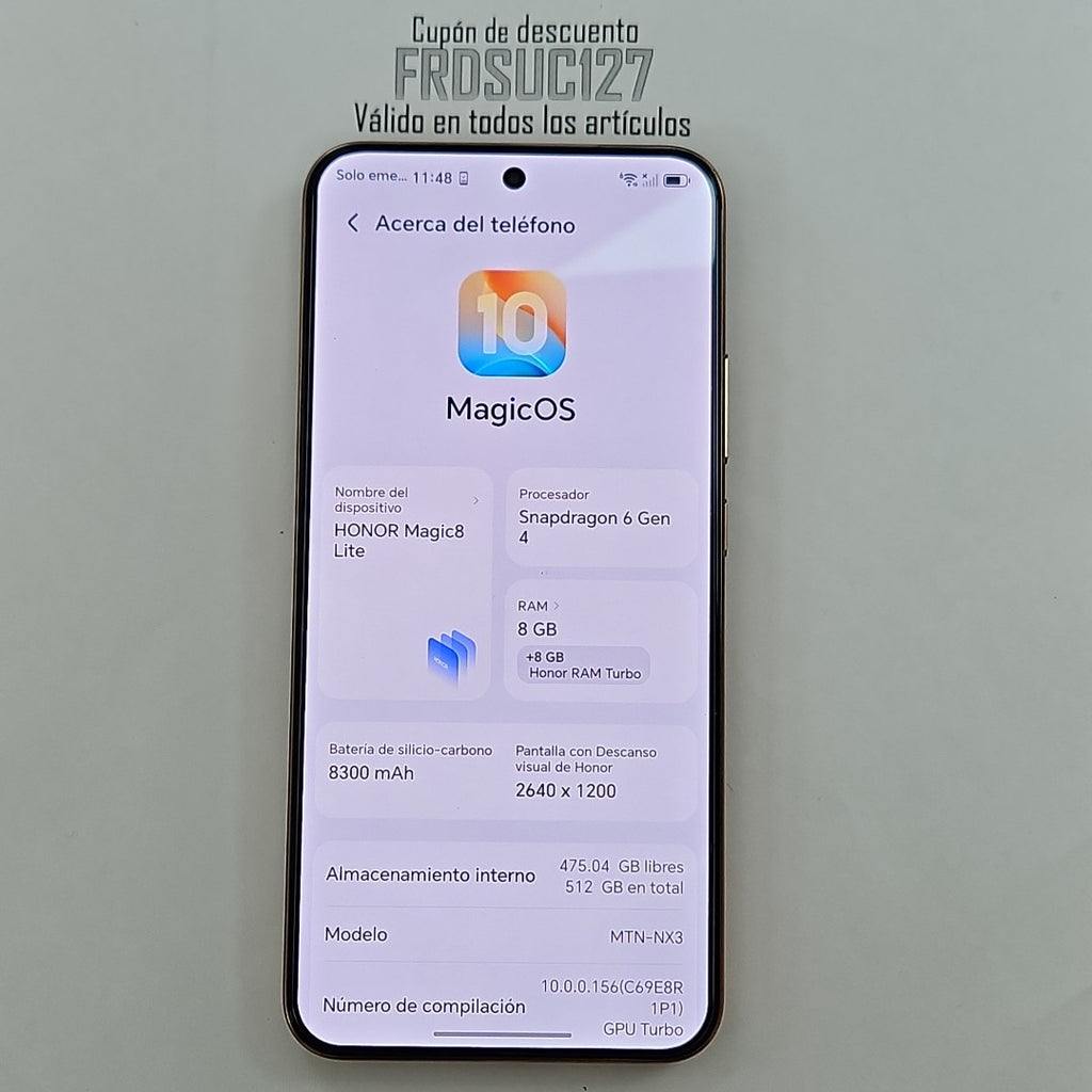 CELULAR HONOR MAGIC 8 LITE MTN-NX3 (2025) 512 GB 8 GB RAM (SEMINUEVO)