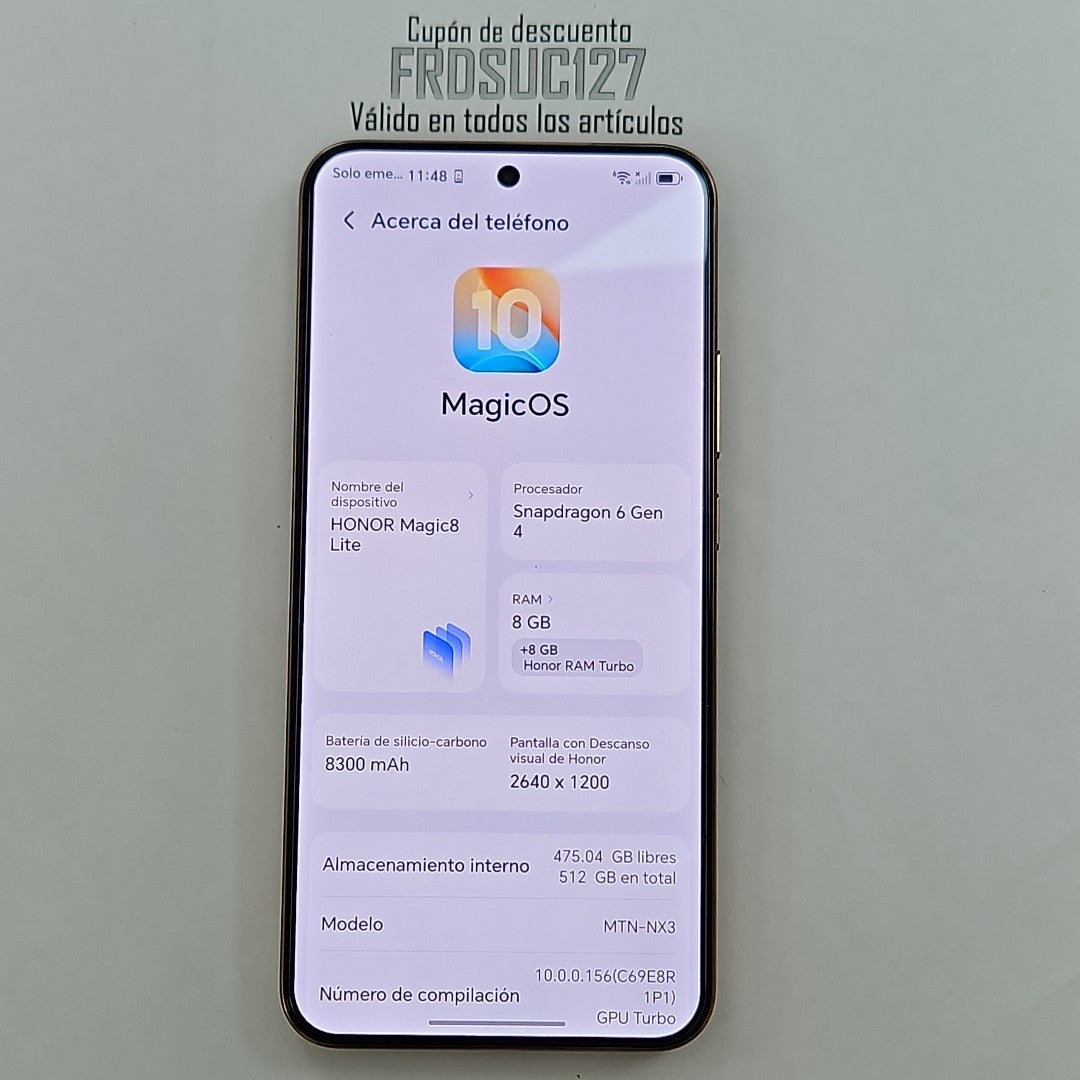 CELULAR HONOR MAGIC 8 LITE MTN-NX3 (2025) 512 GB 8 GB RAM (SEMINUEVO)