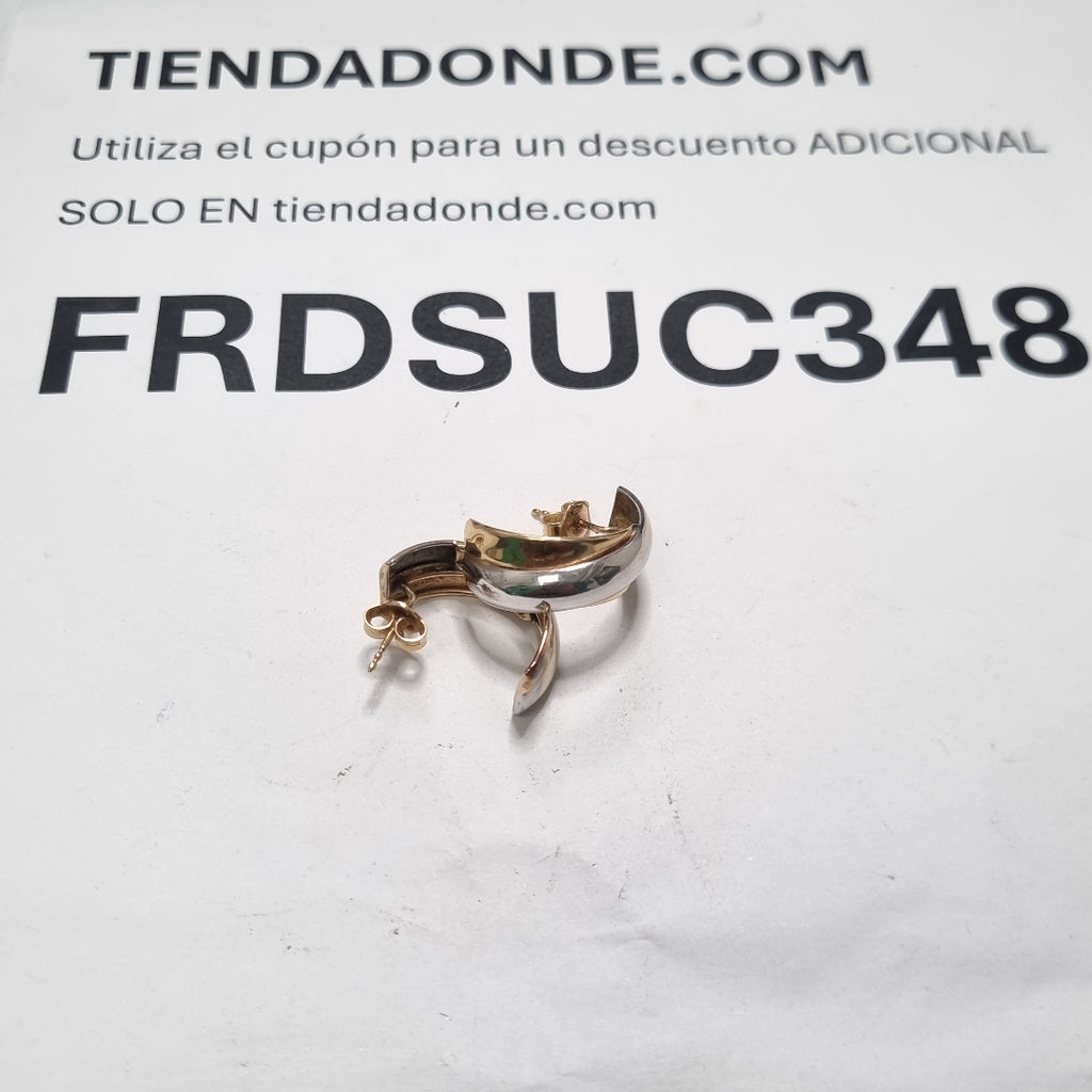 ARETES PAR ORO COMBINADO 14 K 4.6 GRMS (SEMINUEVO)