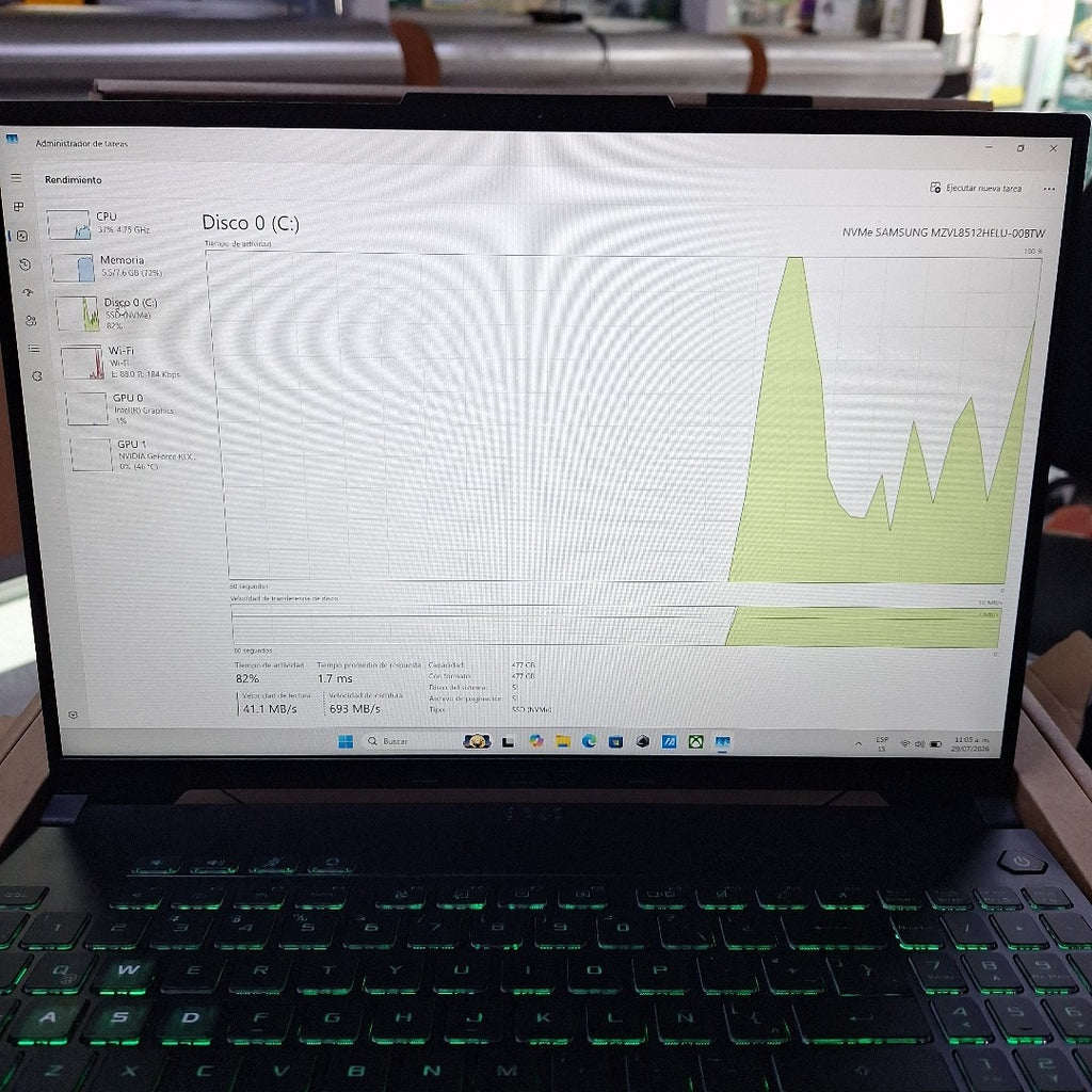 LAPTOP ASUS TUF GAMING F16 FX607VJ-RL039W (2025) 512 GB SSD 8 GB RAM (SEMINUEVO)