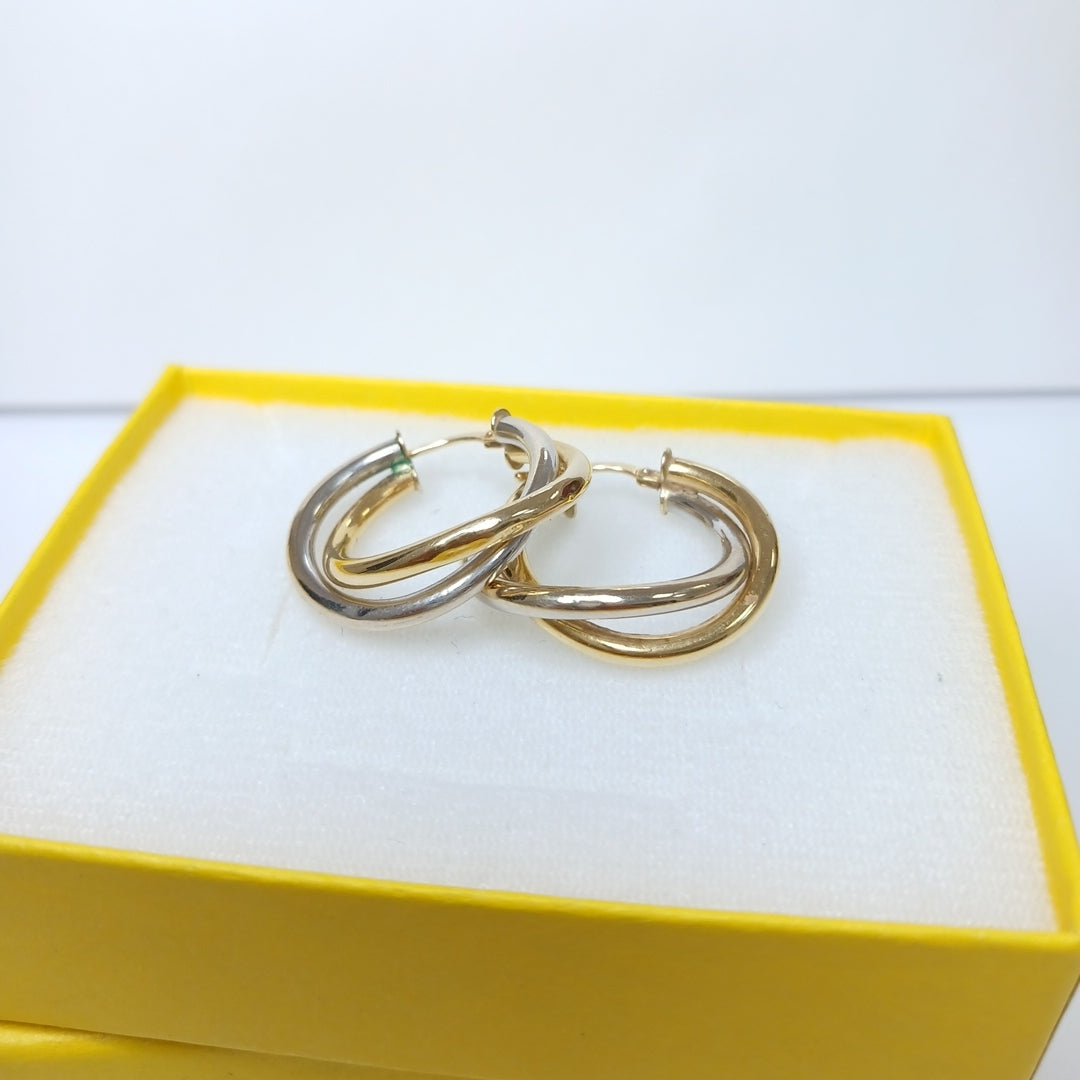 ARRACADAS PAR ORO, ORO BLANCO 14 K 3 GRMS (SEMINUEVO)